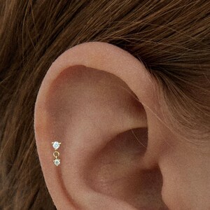 Tiny dangle stud   • 925 Sterling Silver • Stud Earrings • Tiny dainty earrings • Tiny gold studs • Cartilage Earrings