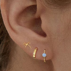 Tiny Ribbon Stud • 925 Sterling Silver • Small Stud Earring • Tiny dainty earring • Tiny gold stud • Cartilage Earring