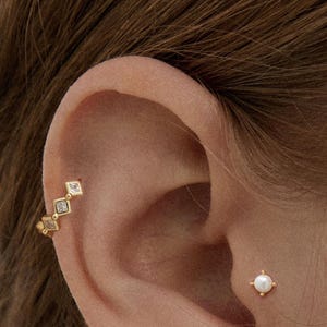 Cz Huggie Hoop • Argent sterling 925 • Boucles d'oreilles Huggie Hoop • créoles en cartilage • créoles • créoles hélicoïdales