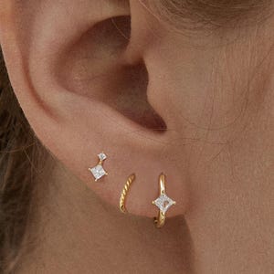 Cz Hoop Earrings • 925 Sterling Silver • Huggie Hoop Earrings • cartilage hoop • hoop earrings • helix hoop