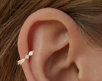 Marquise Cartilage Hoop • 925 Sterling Silver • Huggie Hoop Earrings • cartilage hoop • hoop earrings • helix hoop
