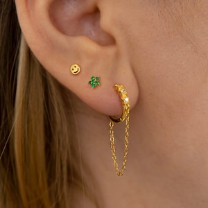 Chain hoop earrings • 925 Sterling Silver • Huggie Hoop Earrings • cartilage hoop • hoop earrings • helix hoop