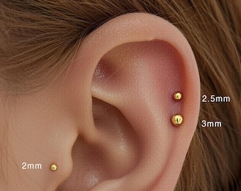 PAIR ITEM • 2mm-3mm Ball Stud Earrings • 925 Sterling Silver • Tiny dainty earrings • Tiny gold studs • Cartilage Earrings • Tiny Ball Studs
