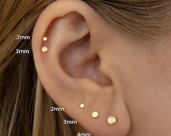PAIR ITEM: Dainty Disc Studs • Flat Circle stud earrings • Silver gold studs  • Tiny studs • Dainty Round Studs • Small stud earrings