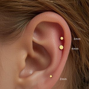 PAIR ITEM • 2mm-4mm Disc Stud Earrings • 925 Sterling Silver • Tiny dainty earrings • Tiny gold studs • Cartilage Earrings • Tiny Flat Studs