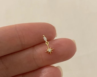 Cz dangle stud Earrings • 925 Sterling Silver • Stud Earrings • Tiny dainty earrings • Tiny gold studs • Cartilage Earrings