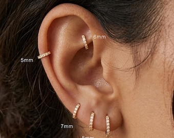 Cz Huggie Hoop Earrings • 925 Sterling Silver • Huggie Hoop Earrings • cartilage hoop • hoop earrings • helix hoop