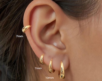 Tapered Hoop Earrings • Huggie Hoop Earrings • cartilage hoop • hoop earrings • helix hoop