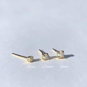 PAIR ITEM: White Opal Earring • 925 Sterling Silver • Tiny dainty earring • Tiny gold stud • Cartilage Earring • Opal Earring