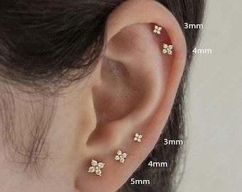 PAIR ITEM: Tiny Flower cz stud earrings • Cz stud earrings • Dainty stud earrings -Stud earrings • flower stud earrings • Tiny studs