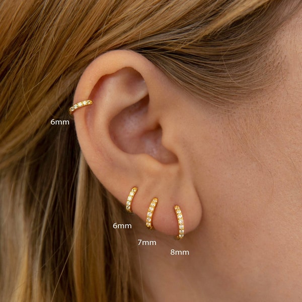 Cz Huggie Hoop Earrings • 925 Sterling Silver • Huggie Hoop Earrings • cartilage hoop • hoop earrings • helix hoop