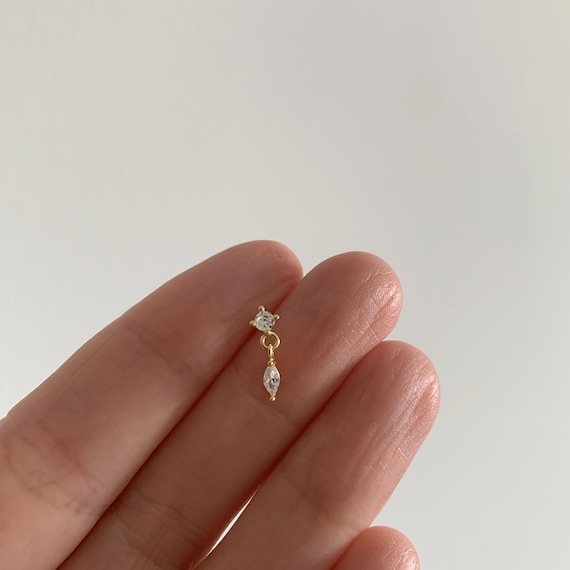 Orecchini Pendenti Moderni Placcati Oro 18k – Con Zirconia Cubica Trasparente – Cristallo - 3