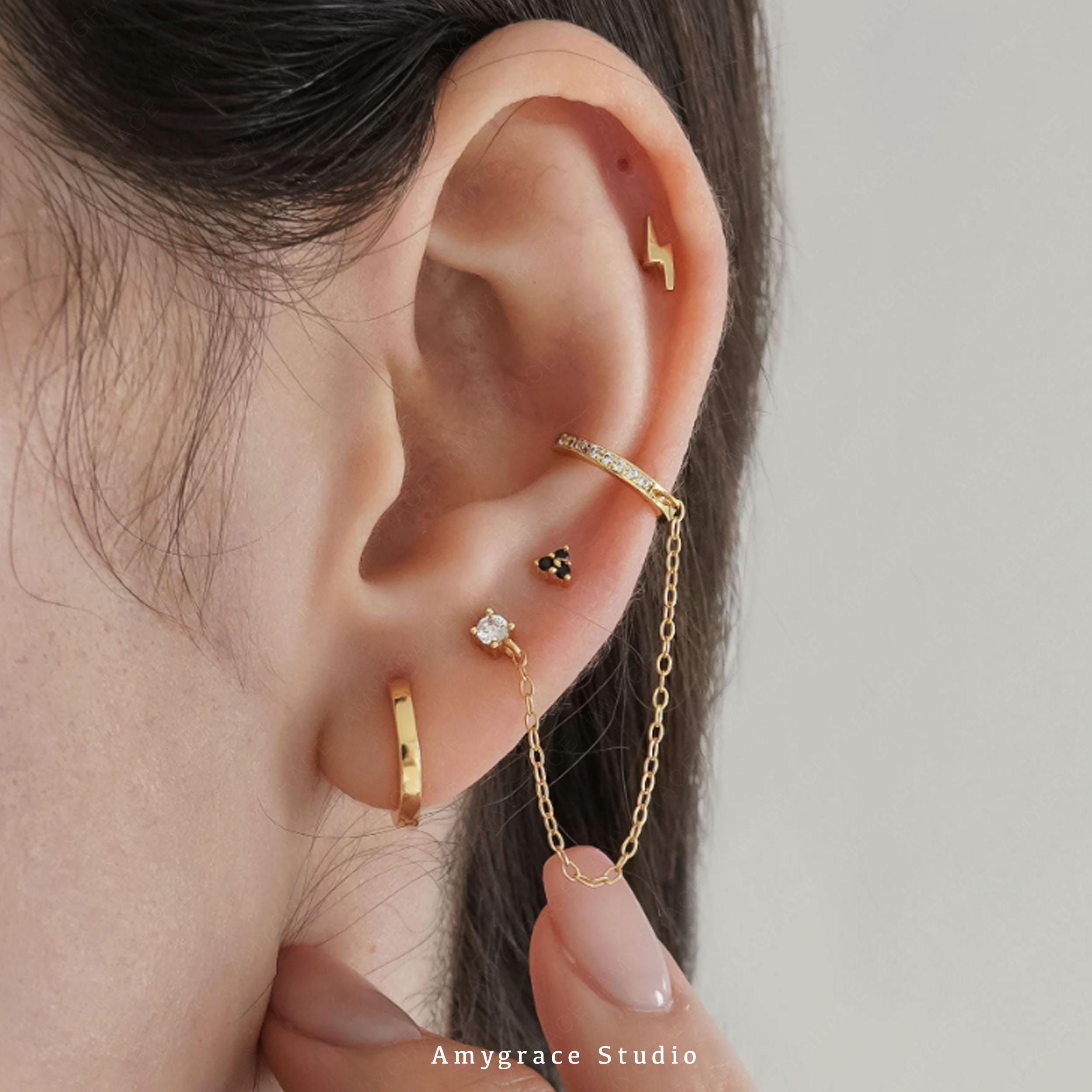 Ear Cuff Chain Earring * CZ Chain Earring * 925 Sterling