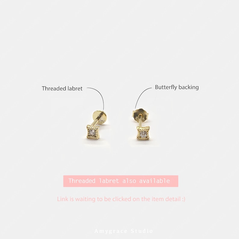 Tiny Stud Earrings • Cz Stud Earrings • Tiny dainty earrings • Tiny gold studs image 11