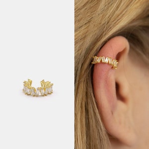 Baguette Ear Cuff • 925 Sterling Silver • No Piercing • Sterling Silver Ear Cuff - Dainty Ear Cuff
