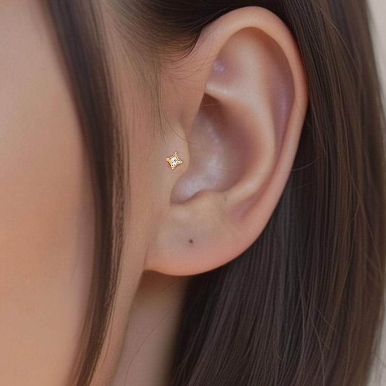 Tiny Stud Earrings • Cz Stud Earrings • Tiny dainty earrings • Tiny gold studs image 4