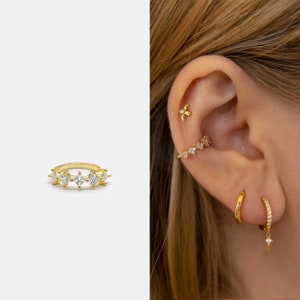 Brazalete de oreja de circonita cúbica sin perforaciones • Plata de ley 925 • Sin perforaciones • Brazalete de oreja de plata de ley - Brazalete de oreja delicado