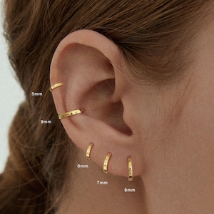 Square Edge Huggie Hoop Earrings • 925 Sterling Silver • Huggie Hoop Earrings • cartilage hoop • hoop earrings • helix hoop
