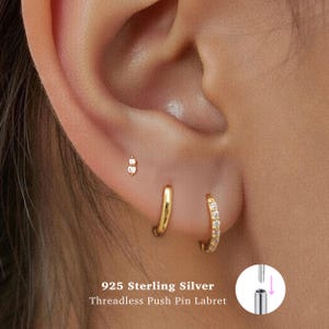 Perno labret con due pietre da 18 g • Argento sterling 925 • Perno con due pietre • Perno trago • Orecchino a fondo piatto • Elica • Conchiglia • Perno cartilagine