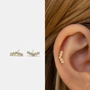 Cz Stone Climber Stud Earrings •  925 Sterling Silver • Tiny Climber Stud Earrings • Cz Stud Earrings • Tiny dainty earrings