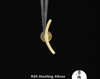 18/16G Bar Climber Internally Threaded • 925 Sterling Silver • Tragus Stud • Flat Back Earring • Helix • Conch • Cartilage Stud