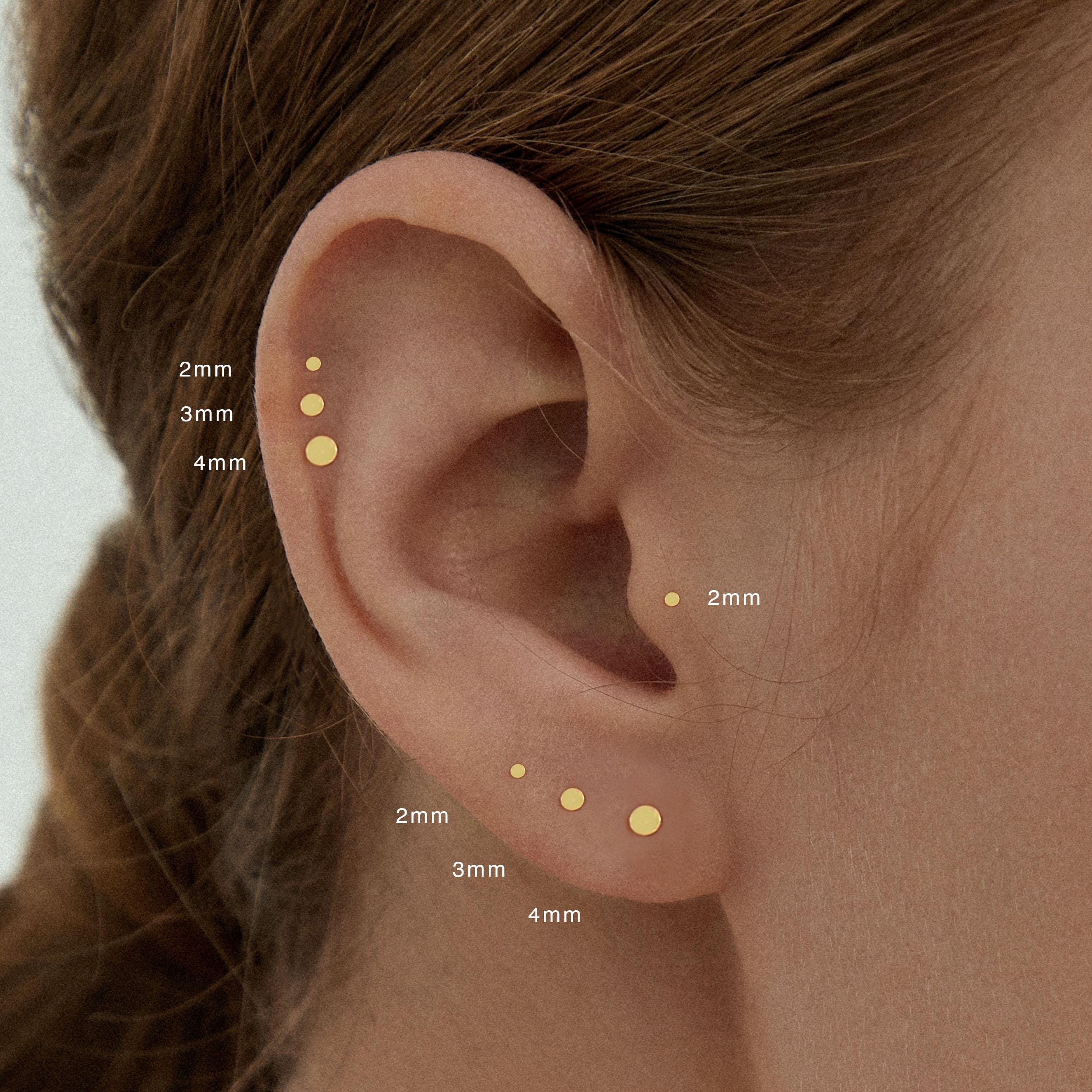PAIR ITEM • 2mm-4mm Disc Stud Earrings • 925 Sterling Silver • Tiny dainty earrings • Tiny gold studs • Cartilage Earrings • Tiny Flat Studs