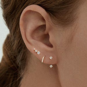 Front Back earring • 925 Sterling Silver • Small Stud Earring • Tiny dainty earring • Tiny gold stud • Cartilage Earring