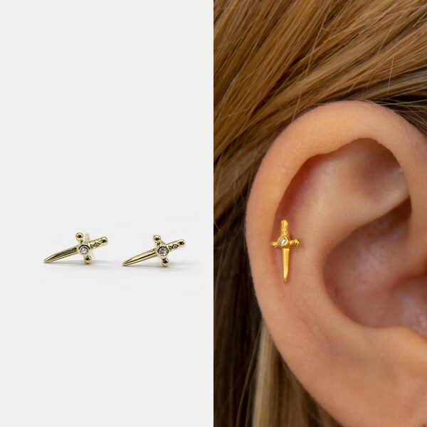 Knife Stud Earrings Etsy