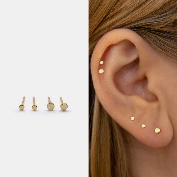 2mm 3mm Disk Stud Earrings 925 Sterling Silver Tiny Dainty