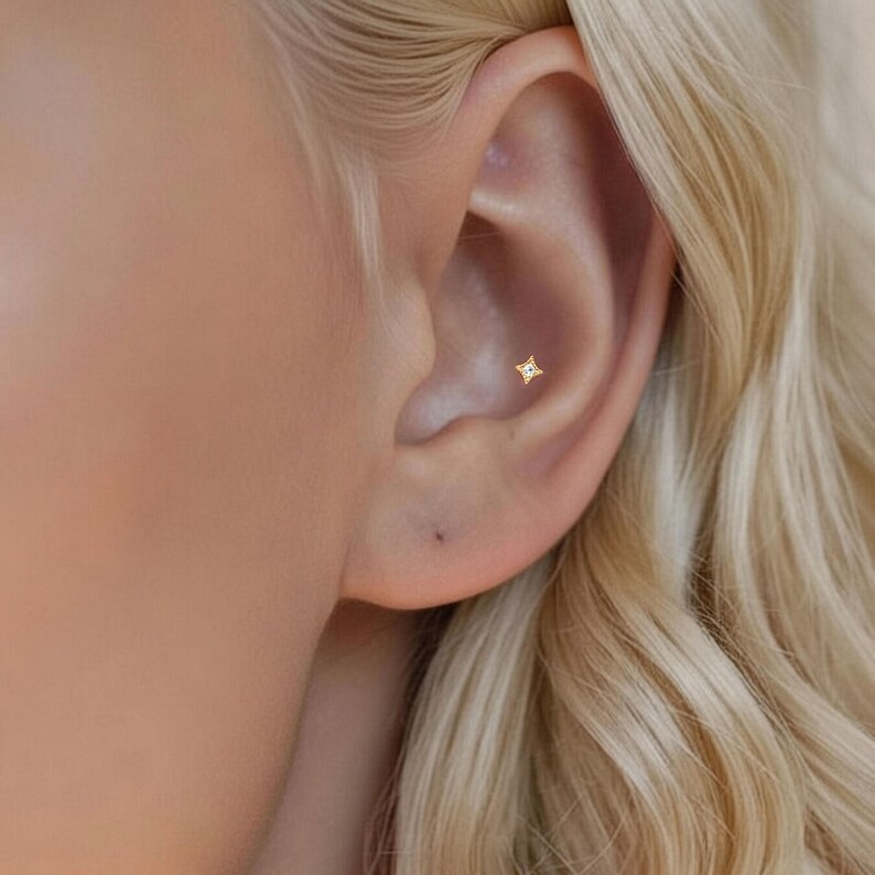 Tiny Stud Earrings • Cz Stud Earrings • Tiny dainty earrings • Tiny gold studs image 9