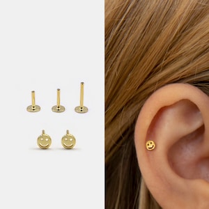 18g Push Pin Labret Stud • 925 Sterling Silver • Smile Stud • Tragus Stud • Flat Back Earring • Helix • Conch • Cartilage Stud