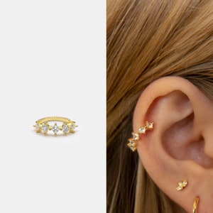 Cz Ear Cuff No Piercing • 925 Sterling Silver • No Piercing • Sterling Silver Ear Cuff - Dainty Ear Cuff