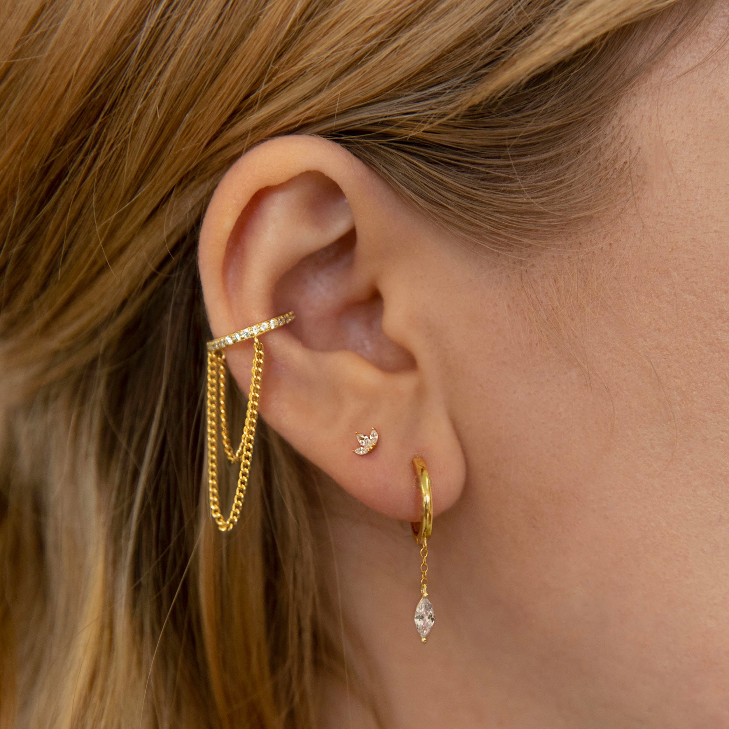人気ブランド【PAVOI】CZ Star Dangle Chain Huggie Hoopピアス Amazon.com: PAVOI 14K Rose Gold Chain Earrings for Women