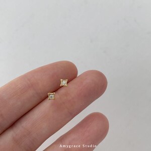 Tiny Stud Earrings • Cz Stud Earrings • Tiny dainty earrings • Tiny gold studs image 3