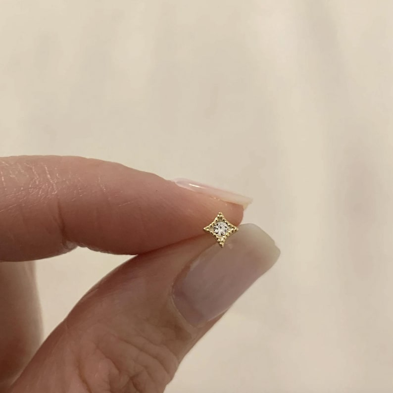 Tiny Stud Earrings • Cz Stud Earrings • Tiny dainty earrings • Tiny gold studs image 5