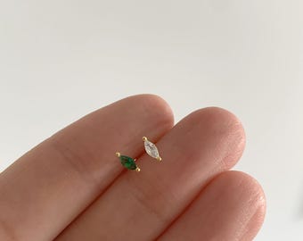 Tiny Marquise Stud Earrings • CZ dainty earrings • minimalist earrings • Sterling silver earring • Gold stud earring