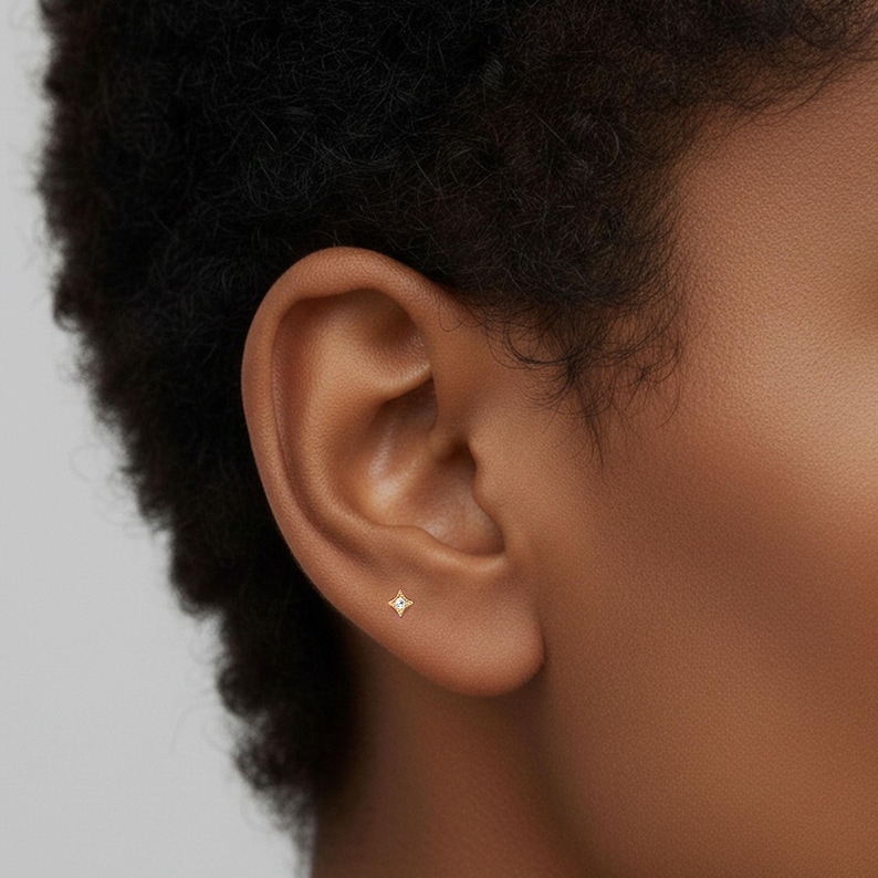 Tiny Stud Earrings • Cz Stud Earrings • Tiny dainty earrings • Tiny gold studs image 7