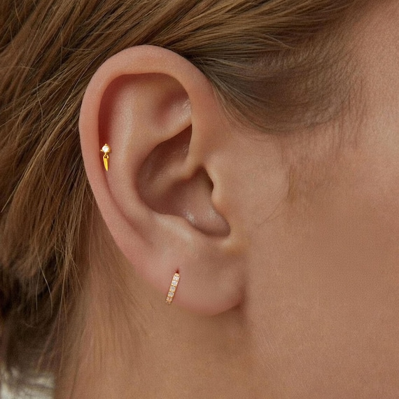Boucles D'oreilles Pendantes épingle De Sûreté & Couronne En Zirconium Cubique - Fermoir à Clou - Neuves