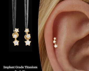 20/18/16G Climber Push Pin Labret • Titanium Threadless Flat Back Earring • Tragus Stud • Helix Stud • Cartilage Stud • Nose Stud