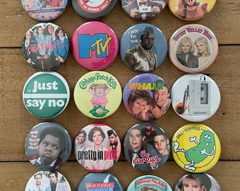 80s Retro Button Pin or Magnet: Party Favor Badge