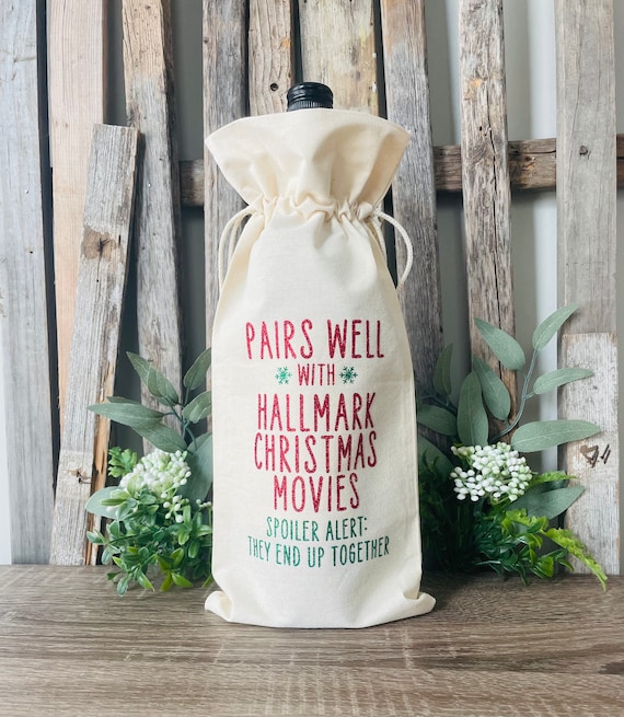 Hallmark Christmas Movies Wine Gift Bag, Hallmark Christmas Movies Gift,  Christmas Wine Gift, Christmas Wine Gift Bag, Hallmark Movies Wine