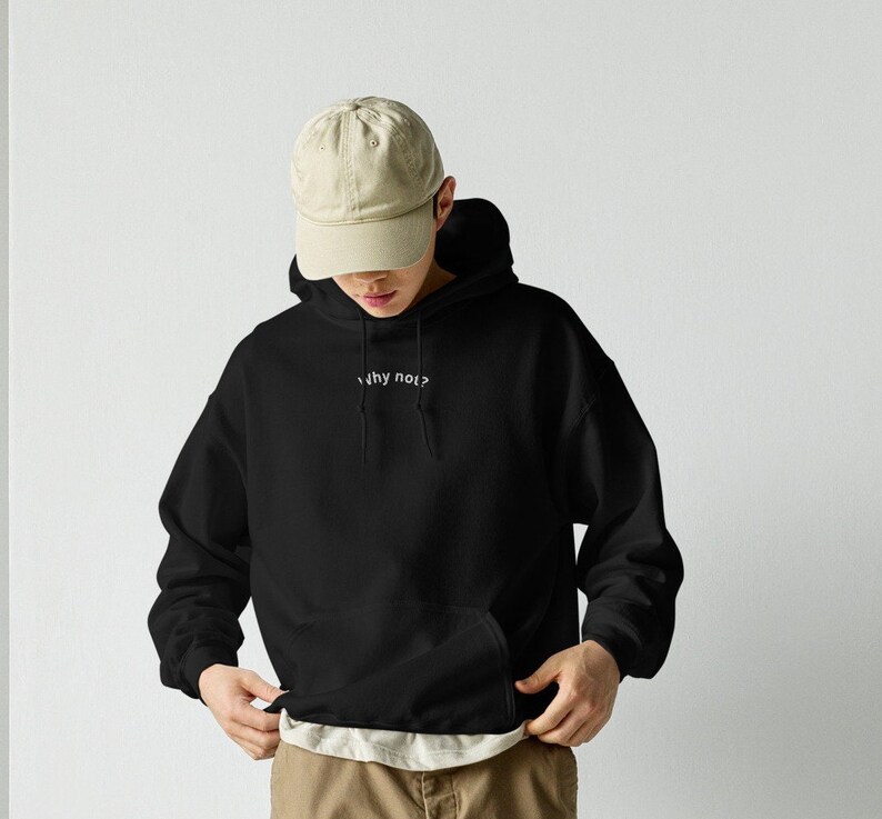 Why Not Hoodie Embroidered Hoodie Brown Why Not Hoodie Embroidered