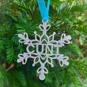 C*nt Snowflake Ornaments in Holographic Glitter