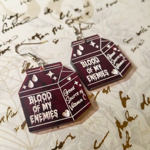 Blood of My Enemies Milk Carton Earrings