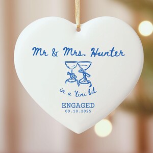 Engaged Ornament, Personalized Ornament, Engagement Ornament, Engagement Present, Engagement Gift for Couple, First Christmas Engaged