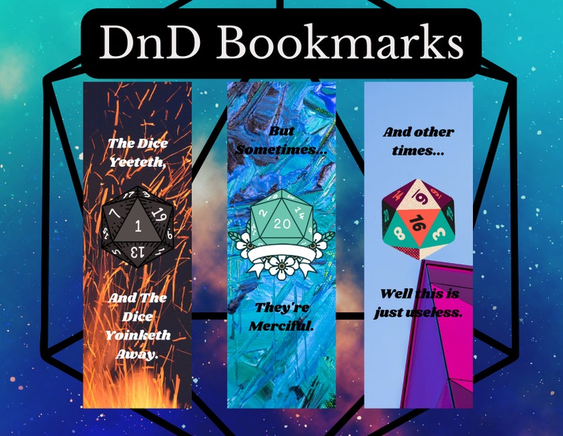 Dnd Bookmarks Set (3) TTRPG Dungeons and Dragons 5e Bookmarks Digital ...