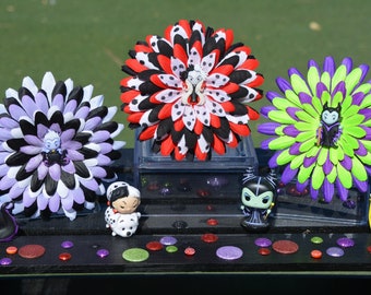 Villain Inspired Hair Clips, Hair Accessories, Maleficent, Cruella, Ursula