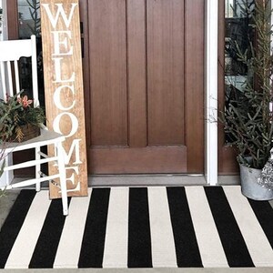 Black and White Stripe Rug Indoor/outdoor Rug Door Mat Layering