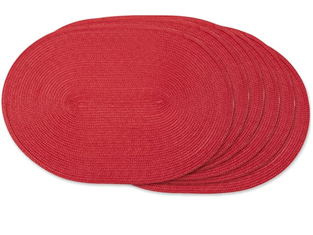 Large Oval Placemat Set Red Placemats Set of 6 Valentines Day Decor