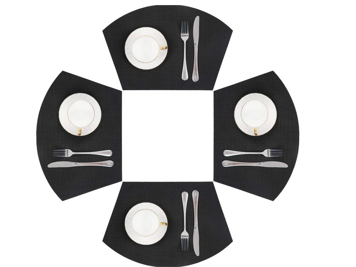 Round Table Placemats Set of 4 Wedge Placemat Round Mat Heat Etsy